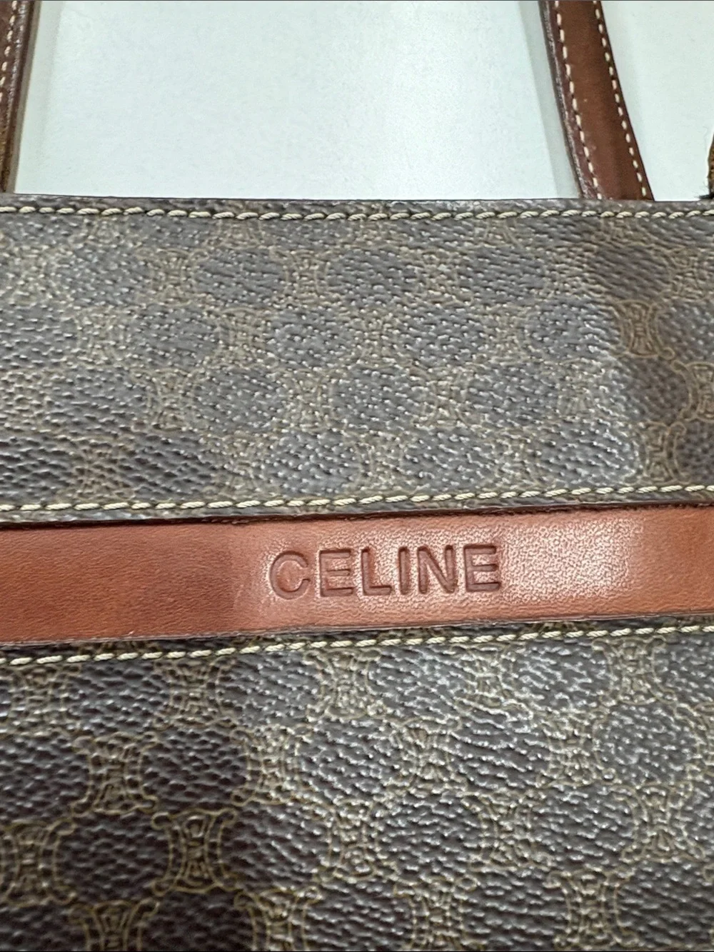 Celine Macadam tote bag Tan and Beige Leather Zip Tote with Silver Hardware - Picture 3 of 12